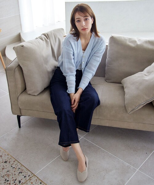 【撥水】スカラップニットフラットパンプス（パンプス）｜Tiaclasse（ティアクラッセ）