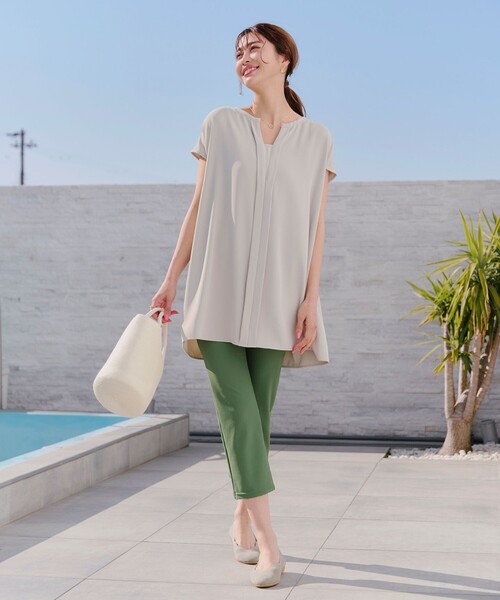 【撥水】スカラップニットフラットパンプス（パンプス）｜Tiaclasse（ティアクラッセ）