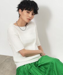 OPAQUE.CLIP（オペークドットクリップ）の「◆柄編み５分袖ニット【洗濯機洗い可/抗ピル】（ニット/セーター・レディース）」