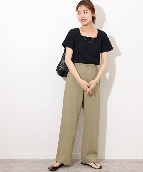 JOURNAL STANDARD relume（ジャーナルスタンダード　レリューム）の「《追加》コットンリネンツイルベイカーパンツ（その他パンツ・レディース・オリーブ/ネイビー・36/38）」の3枚目の写真