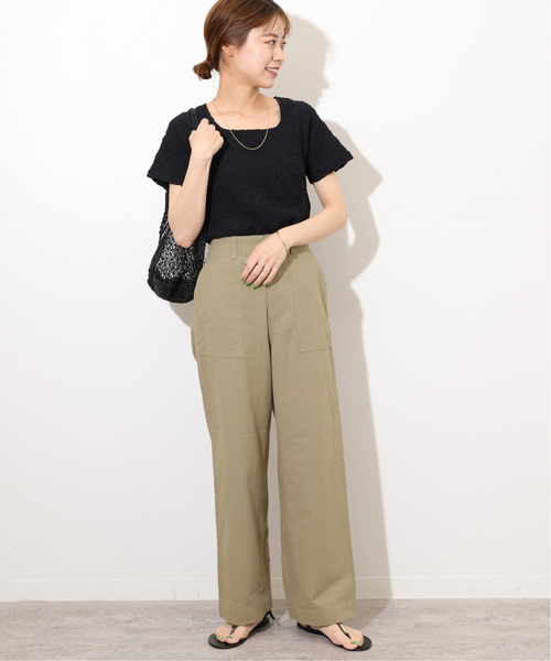 JOURNAL STANDARD relume（ジャーナルスタンダード　レリューム）の「《追加》コットンリネンツイルベイカーパンツ（その他パンツ・レディース・オリーブ/ネイビー・36/38）」の4枚目の写真