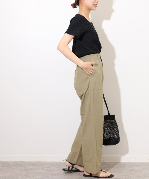 JOURNAL STANDARD relume（ジャーナルスタンダード　レリューム）の「《追加》コットンリネンツイルベイカーパンツ（その他パンツ・レディース・オリーブ/ネイビー・36/38）」の6枚目の写真