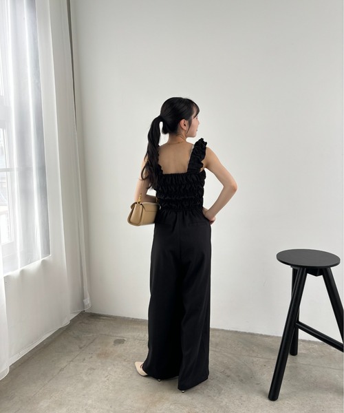Amiur(エミレ)の「twill cloth shirring overall / ツイルクロスシャーリングオーバーオール(サロペット/オーバーオール・レディース・ブラック/アイボリー/ベージュ・FREE)」の16枚目の写真