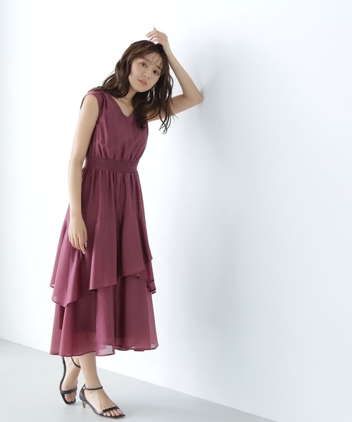 【新品タグ付き】ナチュラルビューティベーシック　シアーティアードワンピース NATURAL BEAUTY BASIC（ナチュラルビューティーベーシック）の