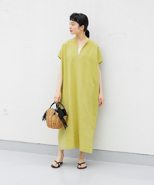かぐれ（カグレ）の「コットンリネンカフタンワンピース（ワンピース