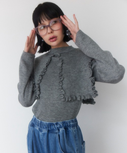 Candy Stripper(キャンディストリッパー)の「BIG COLLAR RIB ニット(ニット/セーター・レディース・ヘザーグレー/レッド/ブラック/ライトブルー・2)」の11枚目の写真