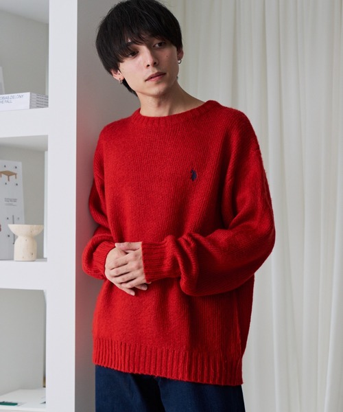 U.S. POLO ASSN.（ユーエスポロアッスン）の「U.S. POLO ASSN./ユーエスポロアッスン クルーネックワンポイントシャギーニット（ニット/セーター・レディース・レッド/アイボリー/ダークブルー/ベージュ/ネイビー・L/M）」の20枚目の写真