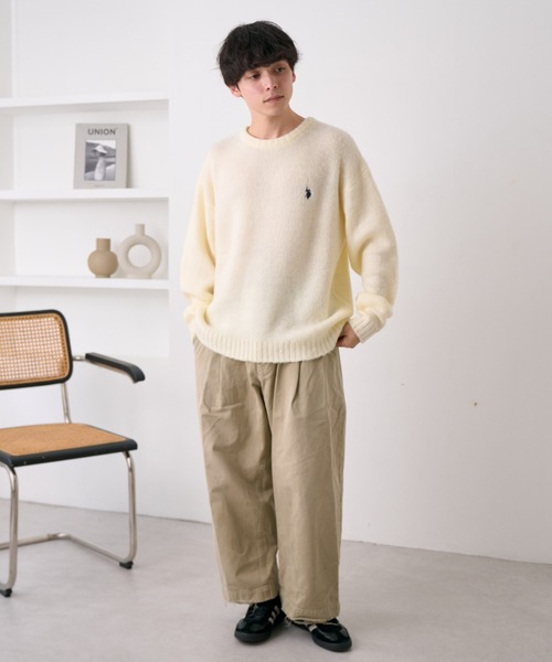 U.S. POLO ASSN.（ユーエスポロアッスン）の「U.S. POLO ASSN./ユーエスポロアッスン クルーネックワンポイントシャギーニット（ニット/セーター・レディース・レッド/アイボリー/ダークブルー/ベージュ/ネイビー・L/M）」の15枚目の写真