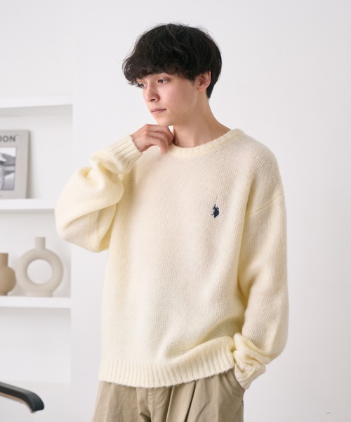 U.S. POLO ASSN.（ユーエスポロアッスン）の「U.S. POLO ASSN./ユーエスポロアッスン クルーネックワンポイントシャギーニット（ニット/セーター・レディース・レッド/アイボリー/ダークブルー/ベージュ/ネイビー・L/M）」の17枚目の写真