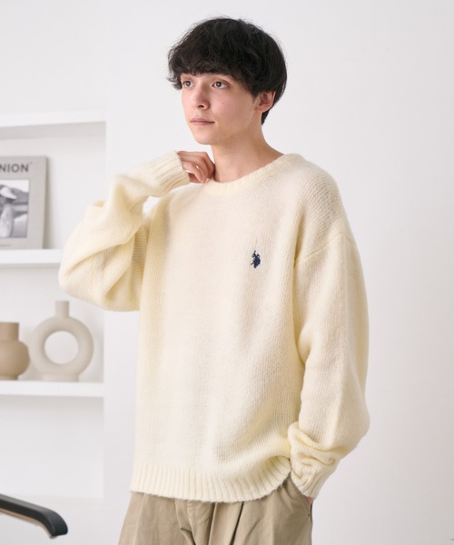 U.S. POLO ASSN.（ユーエスポロアッスン）の「U.S. POLO ASSN./ユーエスポロアッスン クルーネックワンポイントシャギーニット（ニット/セーター・レディース・レッド/アイボリー/ダークブルー/ベージュ/ネイビー・L/M）」の11枚目の写真