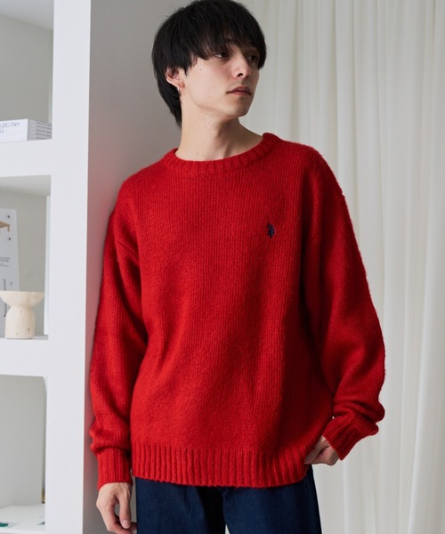 U.S. POLO ASSN.（ユーエスポロアッスン）の「U.S. POLO ASSN./ユーエスポロアッスン クルーネックワンポイントシャギーニット（ニット/セーター・レディース・レッド/アイボリー/ダークブルー/ベージュ/ネイビー・L/M）」の21枚目の写真