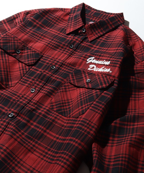 Dickies(ディッキーズ)の「【GENUINE DICKIES/ジェニュインディッキーズ】オックス 刺繍ロゴ入り 長袖 チェック シャツ(シャツ/ブラウス・メンズ・アイボリー/チャコールグレー/レッド・M/L/XL)」の6枚目の写真