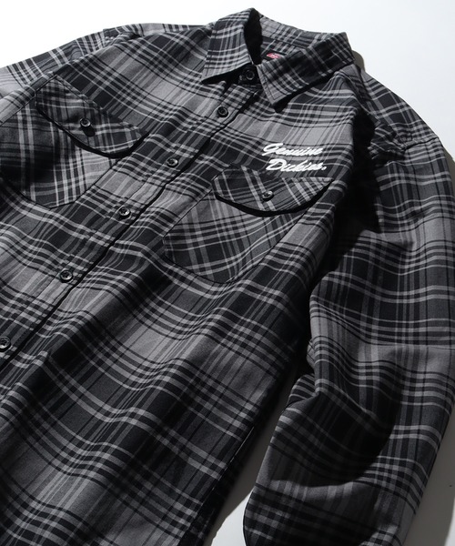 Dickies(ディッキーズ)の「【GENUINE DICKIES/ジェニュインディッキーズ】オックス 刺繍ロゴ入り 長袖 チェック シャツ(シャツ/ブラウス・メンズ・アイボリー/チャコールグレー/レッド・M/L/XL)」の5枚目の写真