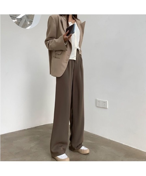 SALTMINT(ソルトミント)の「〔 選べる4size / 3color 〕2タックハイウエストスラックス ノームコア(スラックス・レディース・カーキ/ホワイト/ブラック・L/M/S/XL)」の6枚目の写真