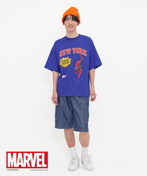 GLAZOS（グラソス）の「【大人向けサイズあり】【MARVEL】スパイダーマン/カレッジロゴビッグTシャツ（Tシャツ/カットソー・キッズ・ホワイト/ブルー/ブラック・M/S/LL/L）」の7枚目の写真