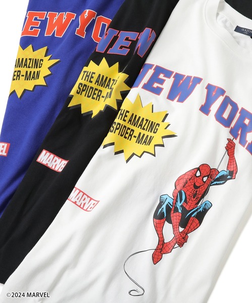 GLAZOS（グラソス）の「【大人向けサイズあり】【MARVEL】スパイダーマン/カレッジロゴビッグTシャツ（Tシャツ/カットソー・キッズ・ホワイト/ブルー/ブラック・M/S/LL/L）」の8枚目の写真
