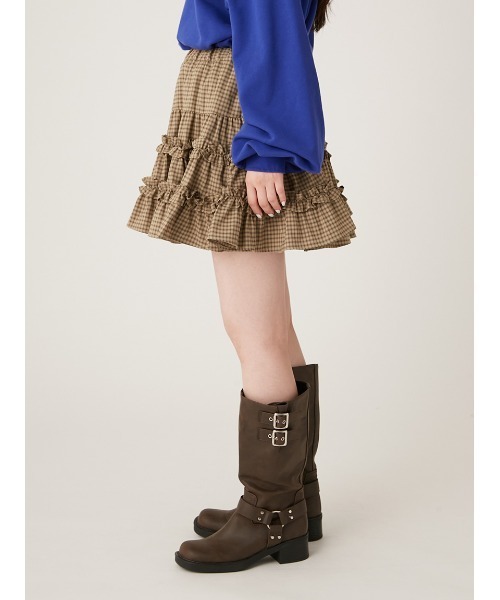 LILY BROWN（リリーブラウン）の「コットンギャザーミニスカート（スカート・レディース・ホワイト/チェック/グレー・FREE）」の16枚目の写真