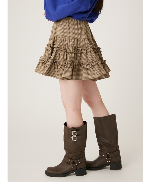 【新品未使用】LILY BROWN コットンギャザーミニスカート CHECK LILY BROWN（リリーブラウン）の「コットンギャザーミニスカート