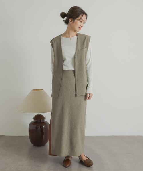 URBAN RESEARCH DOORS（アーバンリサーチドアーズ）の「『UR TECH DRYLUXE』フロントZIPベスト（ベスト・レディース・カーキ/ブラック・MEDIUM）」の13枚目の写真