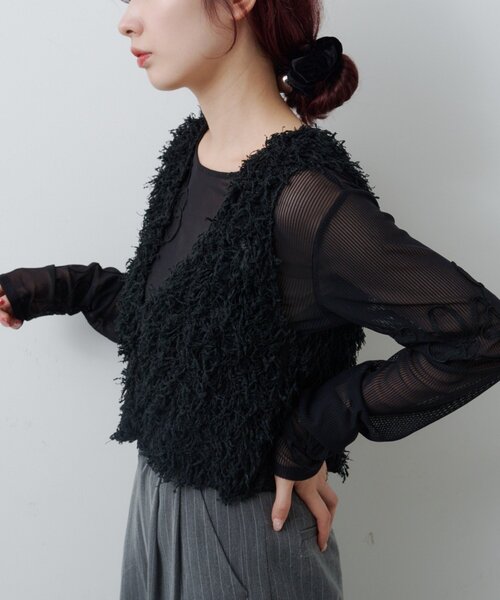 セール】【新色追加/前後2WAY】ファーショートベスト（ベスト