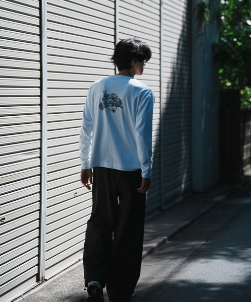 UNION STATION（ユニオンステーション）の「＊WEB限定 バックフラワープリント ルーズフィットロンT（Tシャツ/カットソー・メンズ・ブラック/ホワイト・S/M/L）」の10枚目の写真