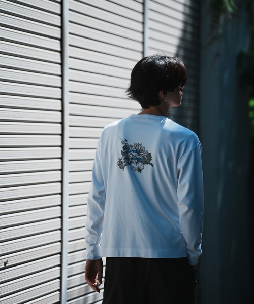 UNION STATION（ユニオンステーション）の「＊WEB限定 バックフラワープリント ルーズフィットロンT（Tシャツ/カットソー・メンズ・ブラック/ホワイト・S/M/L）」の11枚目の写真