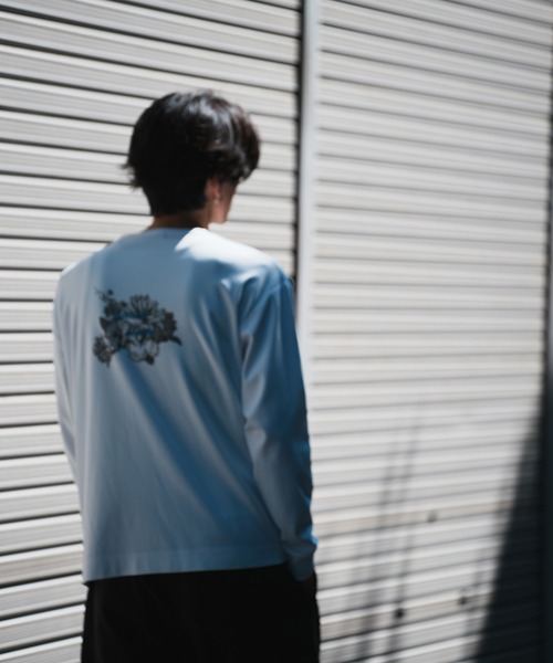 UNION STATION（ユニオンステーション）の「＊WEB限定 バックフラワープリント ルーズフィットロンT（Tシャツ/カットソー・メンズ・ブラック/ホワイト・S/M/L）」の12枚目の写真