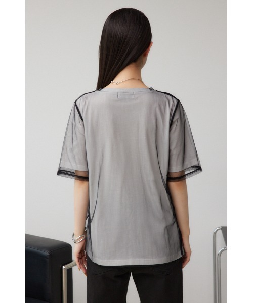 AZUL by moussy(アズールバイマウジー)の「チュールレイヤードドロストトップス(Tシャツ/カットソー・レディース・アイボリー/ブラック/グレー・FREE)」の18枚目の写真