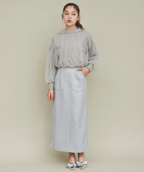 31 Sons de mode(トランテアン ソン ドゥ モード)の「チュールレイヤードパーカー(パーカー・レディース・オフホワイト/グレー・フリー)」の22枚目の写真