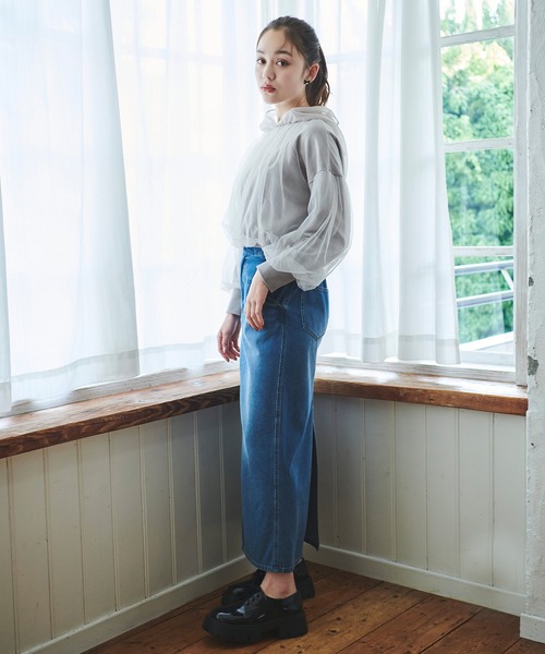 31 Sons de mode(トランテアン ソン ドゥ モード)の「チュールレイヤードパーカー(パーカー・レディース・オフホワイト/グレー・フリー)」の14枚目の写真