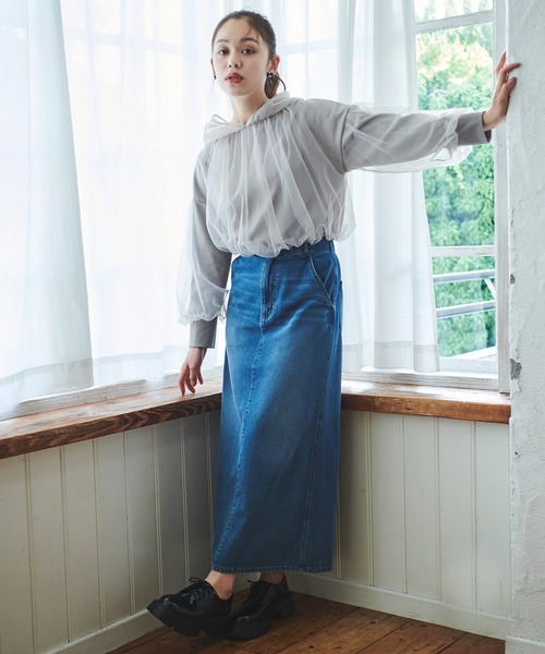 31 Sons de mode(トランテアン ソン ドゥ モード)の「チュールレイヤードパーカー(パーカー・レディース・オフホワイト/グレー・フリー)」の15枚目の写真