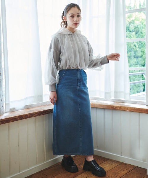 31 Sons de mode(トランテアン ソン ドゥ モード)の「チュールレイヤードパーカー(パーカー・レディース・オフホワイト/グレー・フリー)」の16枚目の写真