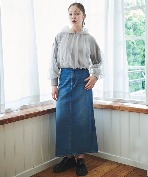 31 Sons de mode(トランテアン ソン ドゥ モード)の「チュールレイヤードパーカー(パーカー・レディース・オフホワイト/グレー・フリー)」の17枚目の写真