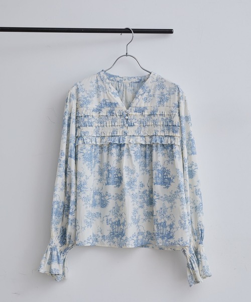 VIS（ビス）の「割繊シャーリングミニフリルブラウス/洗える（シャツ/ブラウス・レディース・チャコールグレー/オフホワイト/ホワイト系その他6/ピンク・FREE）」の12枚目の写真