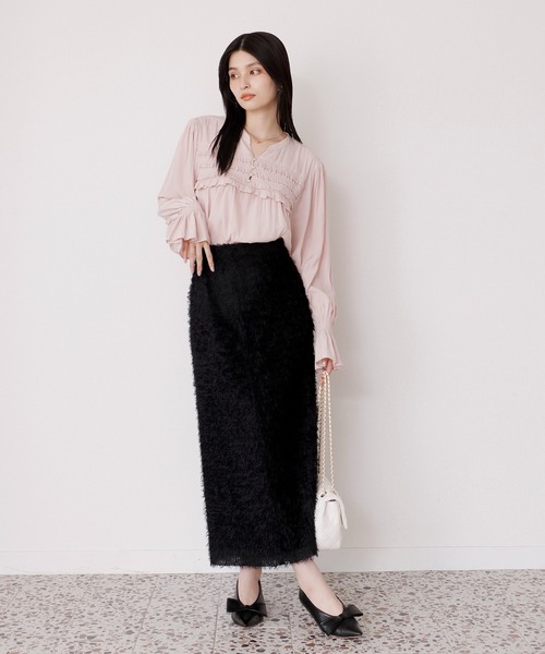 VIS（ビス）の「割繊シャーリングミニフリルブラウス/洗える（シャツ/ブラウス・レディース・チャコールグレー/オフホワイト/ホワイト系その他6/ピンク・FREE）」の15枚目の写真