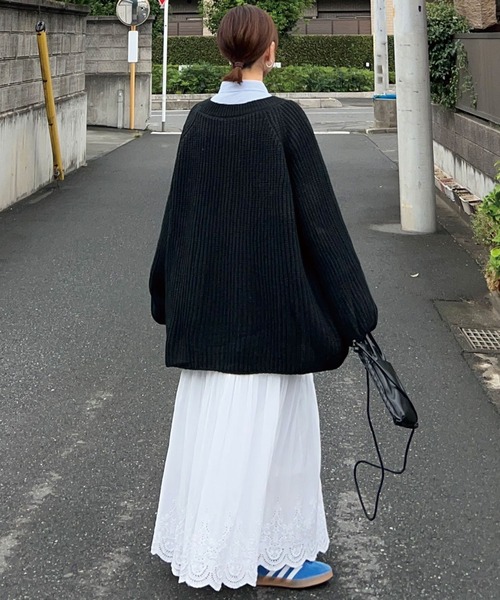 CORNERS by KR（コーナーズバイケーアール）の「【CORNERS by KR】ローゲージヘンリーネックニット【セットアップ可能】（ニット/セーター・レディース・アイボリー/ライトグレー/ブラック/ネイビー/ブラウン/グレー・M/L）」の12枚目の写真