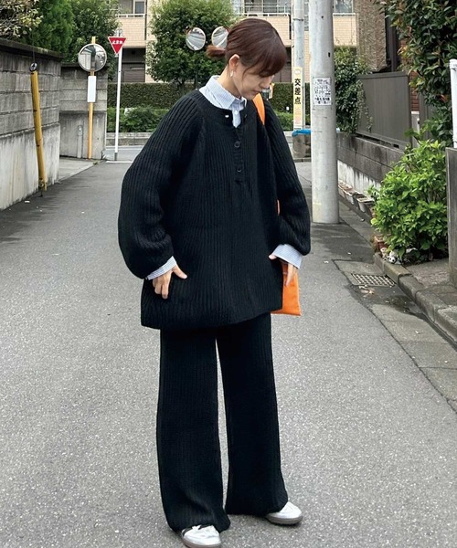 【CORNERS by KR】ローゲージヘンリーネックニット【セットアップ可能】(ニット/セーター)|CORNERS by KR(コーナーズバイケーアール) 【CORNERS by KR】ローゲージヘンリーネックニット【セットアップ可能】(ニット/セーター)|CORNERS by KR(コーナーズバイケーアール)