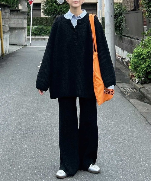 【CORNERS by KR】ローゲージヘンリーネックニット【セットアップ可能】(ニット/セーター)|CORNERS by KR(コーナーズバイケーアール) 【CORNERS by KR】ローゲージヘンリーネックニット【セットアップ可能】(ニット/セーター)|CORNERS by KR(コーナーズバイケーアール)