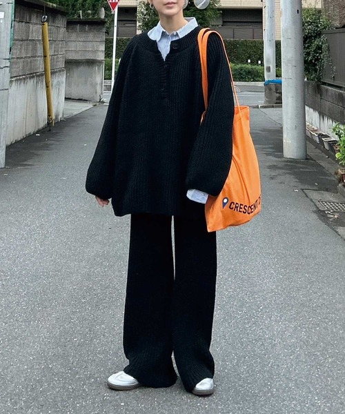 CORNERS by KR】ローゲージヘンリーネックニット【セットアップ
