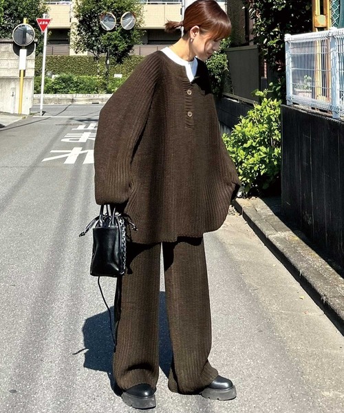 【CORNERS by KR】ローゲージヘンリーネックニット【セットアップ可能】(ニット/セーター)|CORNERS by KR(コーナーズバイケーアール) 【CORNERS by KR】ローゲージヘンリーネックニット【セットアップ可能】(ニット/セーター)|CORNERS by KR(コーナーズバイケーアール)