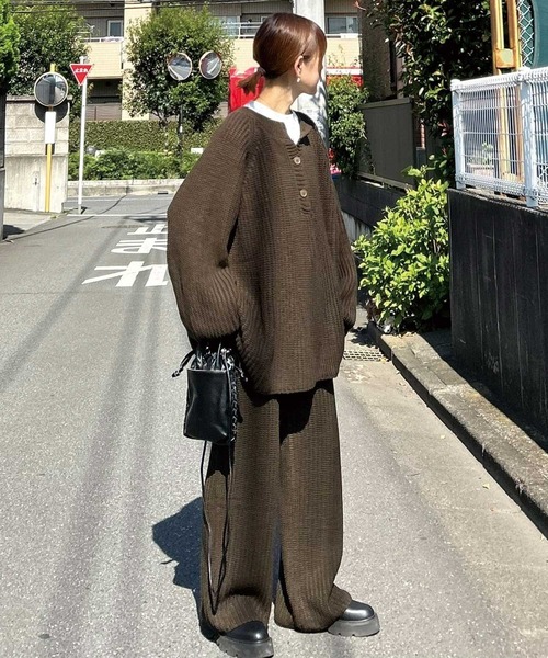 【CORNERS by KR】ローゲージヘンリーネックニット【セットアップ可能】(ニット/セーター)|CORNERS by KR(コーナーズバイケーアール) 【CORNERS by KR】ローゲージヘンリーネックニット【セットアップ可能】(ニット/セーター)|CORNERS by KR(コーナーズバイケーアール)