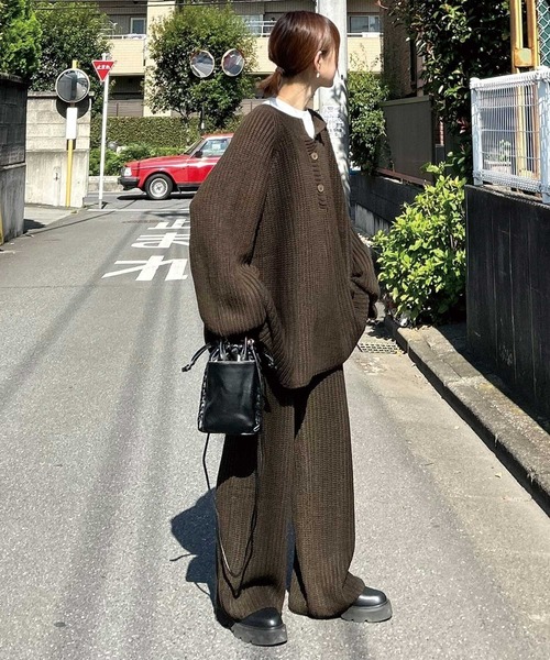 CORNERS by KR】ローゲージヘンリーネックニット【セットアップ