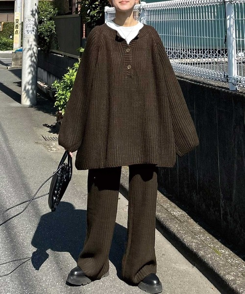 【CORNERS by KR】ローゲージヘンリーネックニット【セットアップ可能】(ニット/セーター)|CORNERS by KR(コーナーズバイケーアール) 【CORNERS by KR】ローゲージヘンリーネックニット【セットアップ可能】(ニット/セーター)|CORNERS by KR(コーナーズバイケーアール)