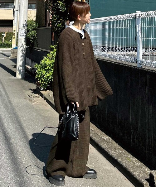 【CORNERS by KR】ローゲージヘンリーネックニット【セットアップ可能】(ニット/セーター)|CORNERS by KR(コーナーズバイケーアール) 【CORNERS by KR】ローゲージヘンリーネックニット【セットアップ可能】(ニット/セーター)|CORNERS by KR(コーナーズバイケーアール)