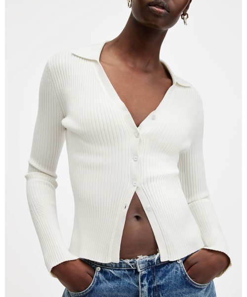 ALLSAINTS（オールセインツ）の「CRUZ RIBBED KNITTED WAISTCOAT | CRUZ リブ ニット ウエストコート（カーディガン/ボレロ・レディース・ホワイト・S/L/M/XS）」の2枚目の写真