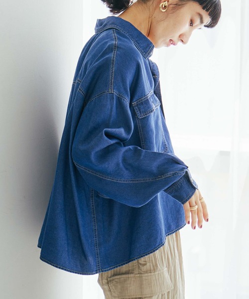 定価18480円 ドゥーブルー デニムシャツ デニム ブラウス セール】ソフトデニムリボンシャツ（シャツ/ブラウス）｜DOUX