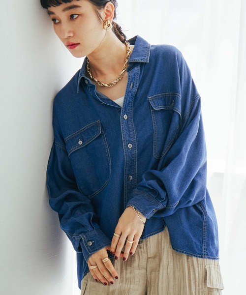アルページュストーリー BIGデニムシャツ ネルチェックシャツ