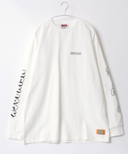 【セール】「2点セット」NEWJACK（ニュージャック）イラストグラフィックバックプリント 半袖Ｔシャツ×長袖ロンT メンズ レディース ユニセックス（Tシャツ/カットソー）｜NEW JACK（ニュージャック）