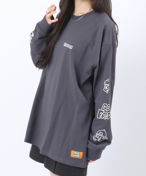 【セール】「2点セット」NEWJACK（ニュージャック）イラストグラフィックバックプリント 半袖Ｔシャツ×長袖ロンT メンズ レディース ユニセックス（Tシャツ/カットソー）｜NEW JACK（ニュージャック）