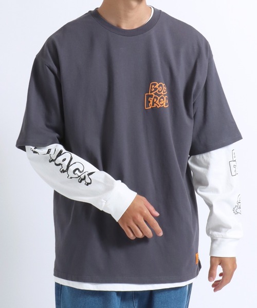 【セール】「2点セット」NEWJACK（ニュージャック）イラストグラフィックバックプリント 半袖Ｔシャツ×長袖ロンT メンズ レディース ユニセックス（Tシャツ/カットソー）｜NEW JACK（ニュージャック）